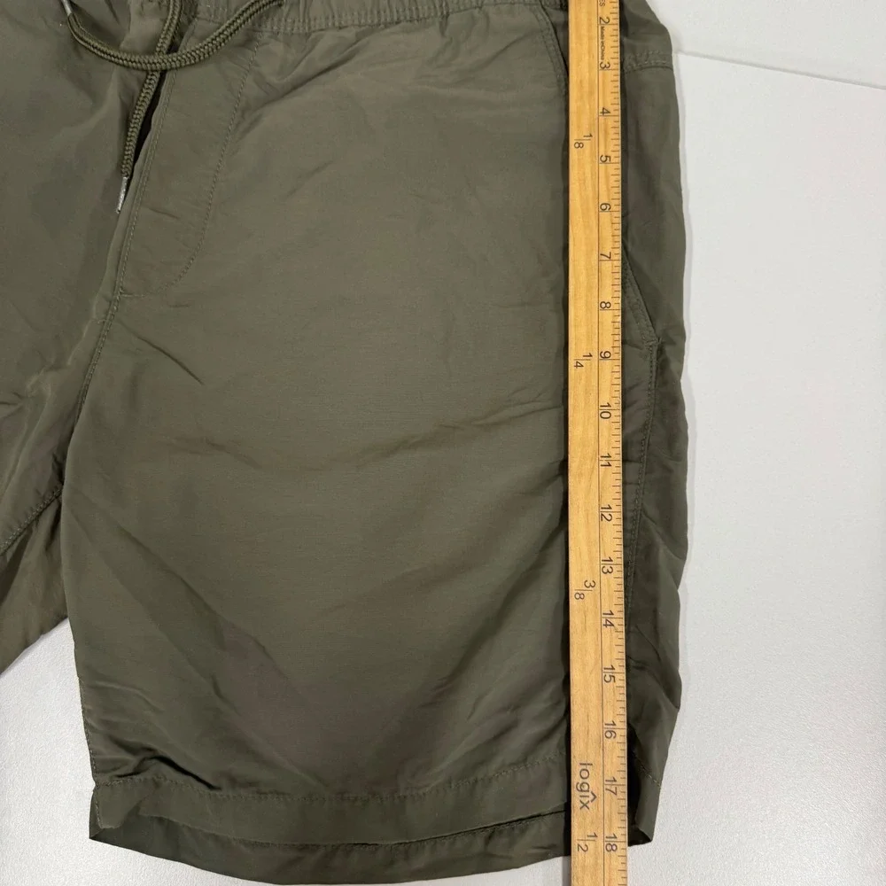 H&M‎ Regular Fit Shorts Mens L Olive Green Excellent Nylon Drawstring 0951707 3